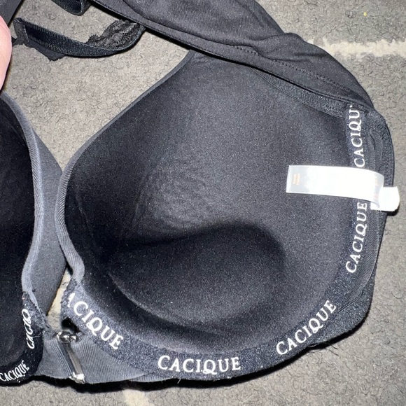 Cacique Front-Close Cotton Boost Plunge Black Bra Size 44C - Picture 7 of 8